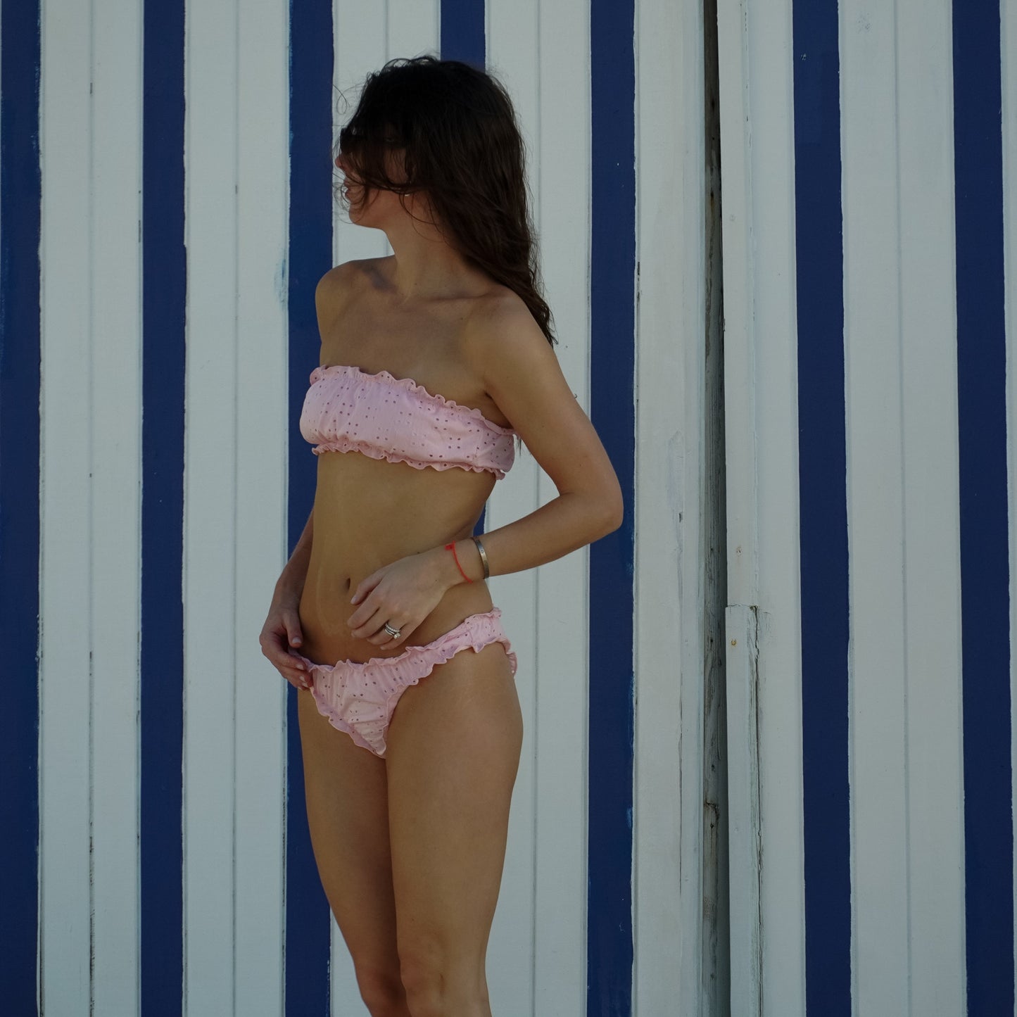 eyelet bandeau top - strawberry blush