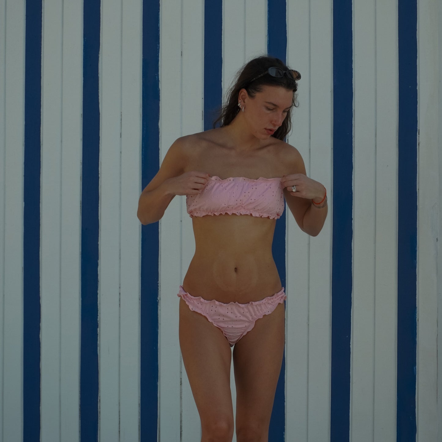 eyelet bottoms - strawberry blush